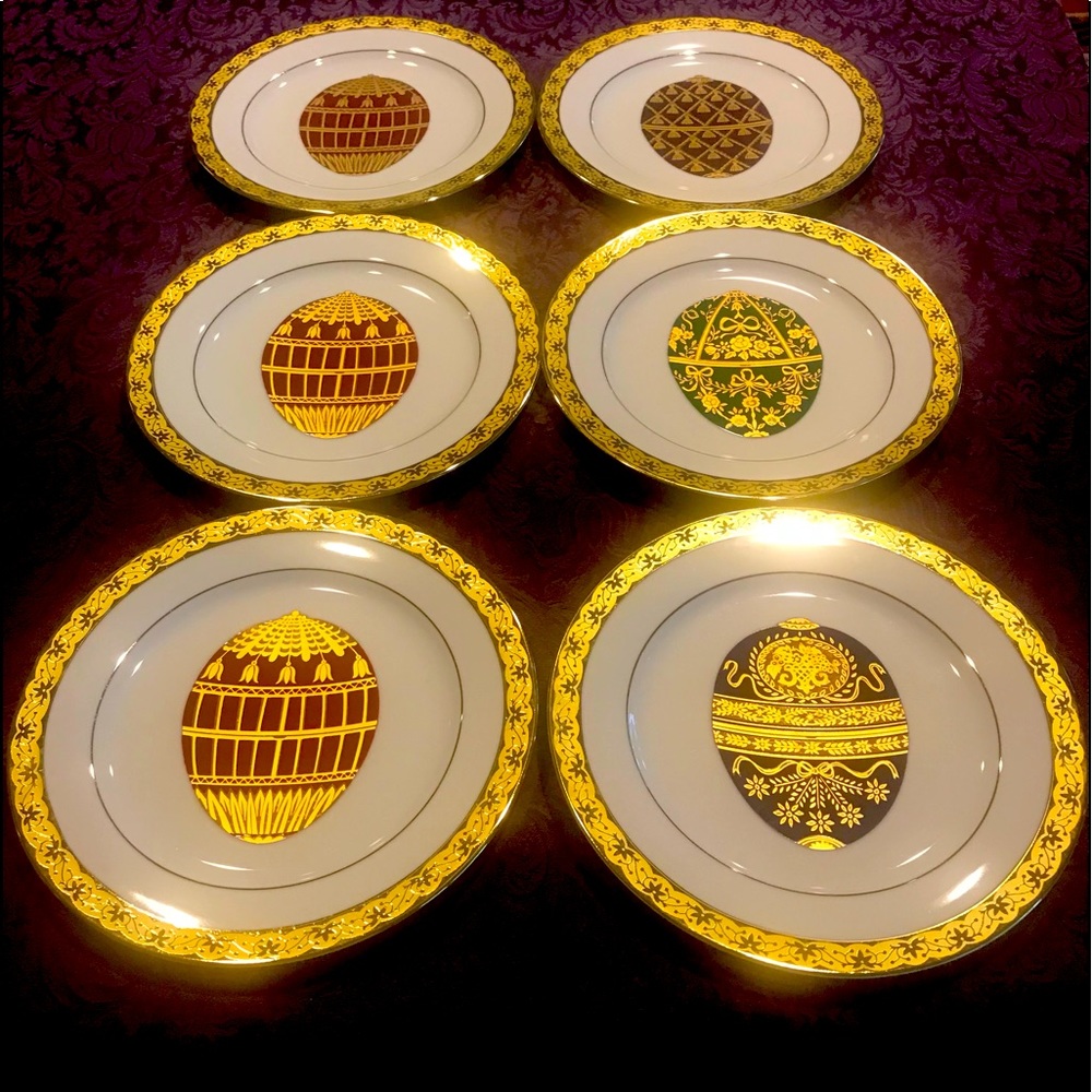 Six Plates with Faberge Style Egg Design